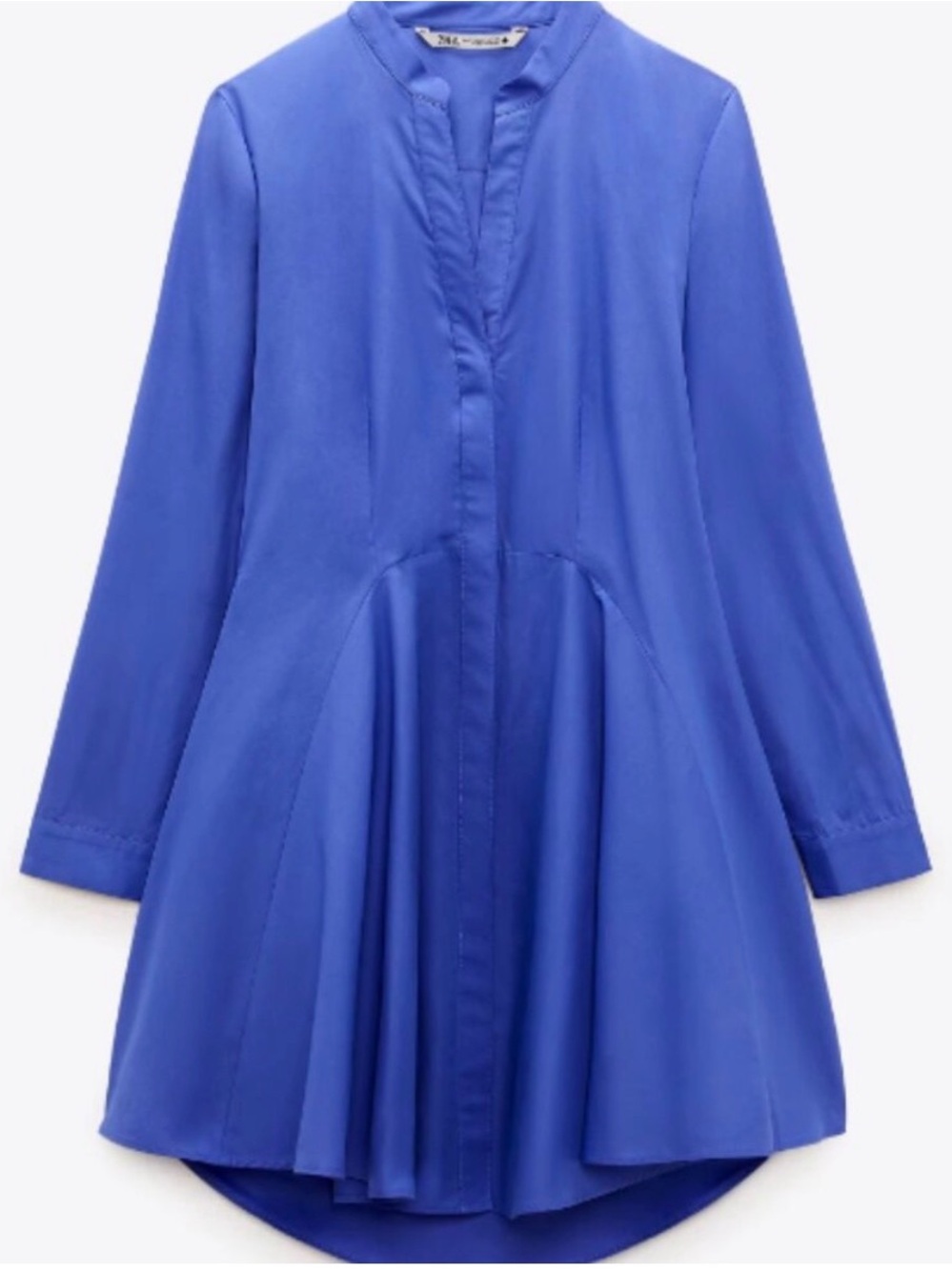 Zara Asymmetrical Drop-Waist Poplin Button-Front Mini Dress | Size Large - Picture 2 of 7